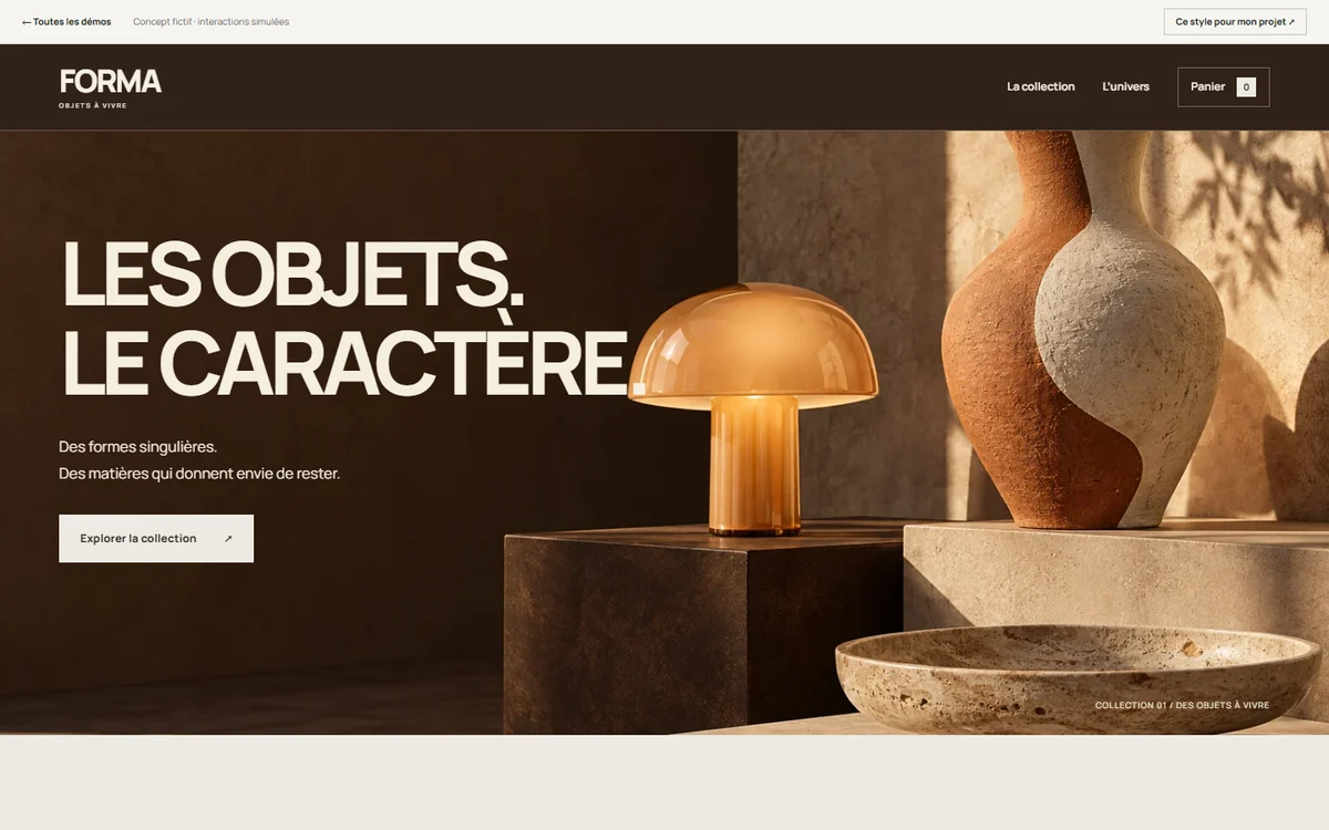 Aperçu de la démonstration fictive Forma Objets