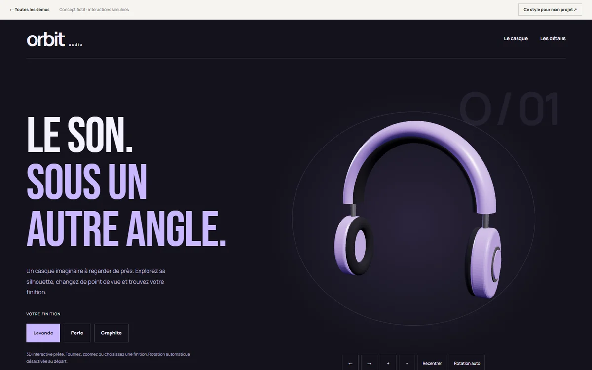 Aperçu de la démonstration fictive Orbit Audio
