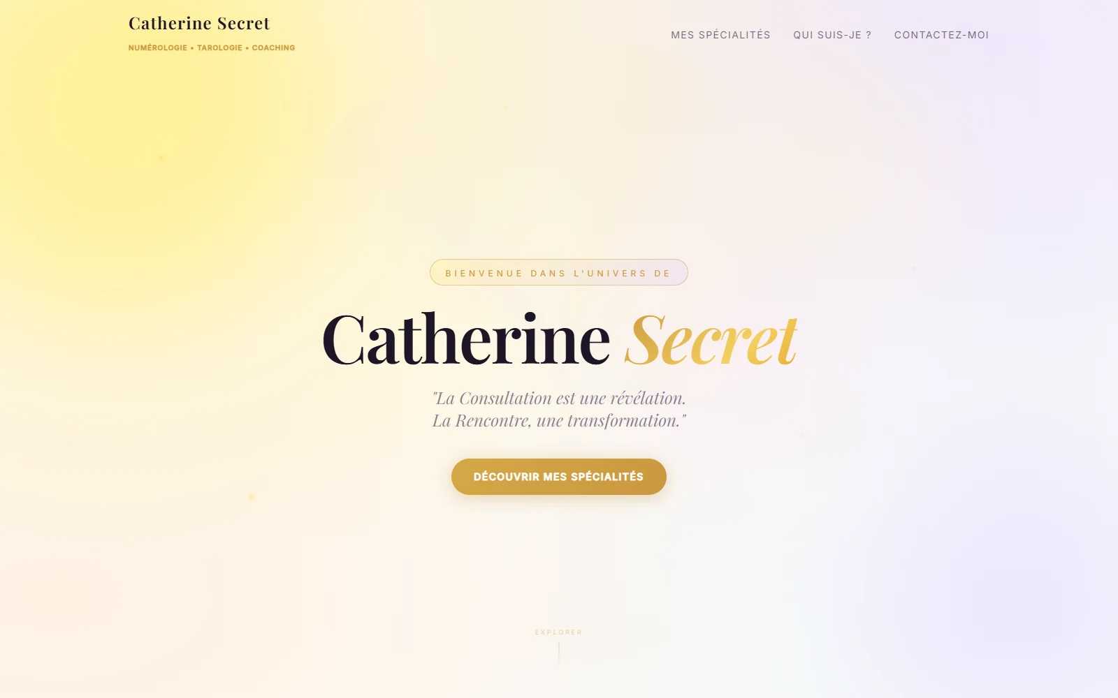 Capture réelle du site Catherine Secret sur ordinateur