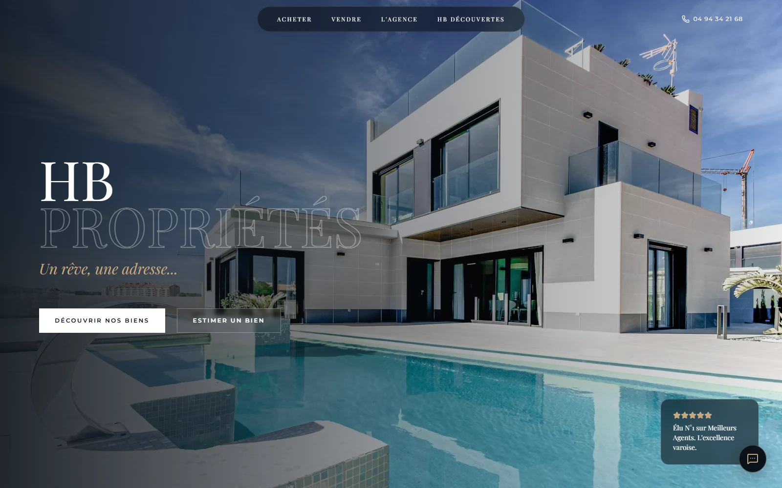 Capture réelle du site HB Propriétés sur ordinateur