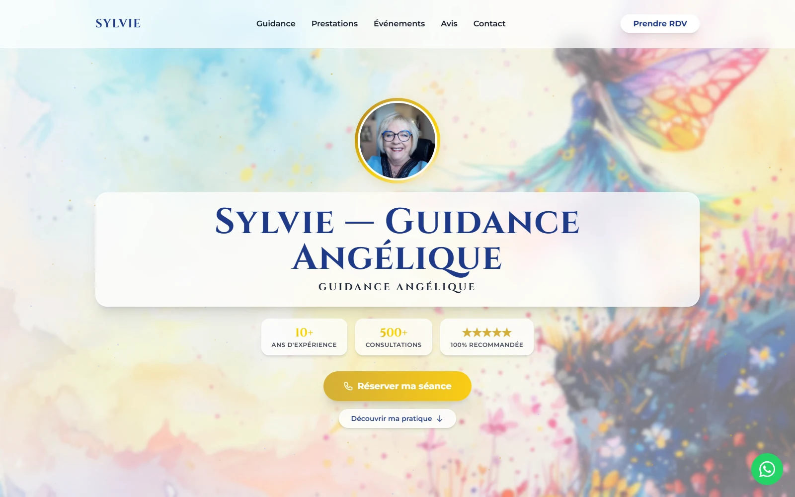 Capture réelle du site Sylvie — Guidance Angélique sur ordinateur